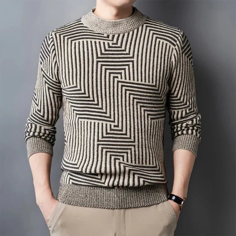 Men's Casual Striped Sweater - Hayes Carter